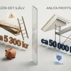 Gör-det-själv för att byta vindskivor kostar ca 5300 kr, medan proffs kostar ca 50 000 kr.